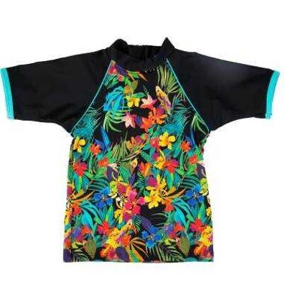 Children's anti-uv top, colorful and floral Tropics