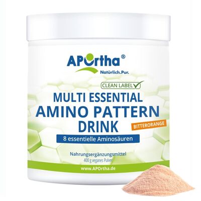 Amino Pattern Amino Acid Drink - Orange amère - 400 g de poudre végétalienne