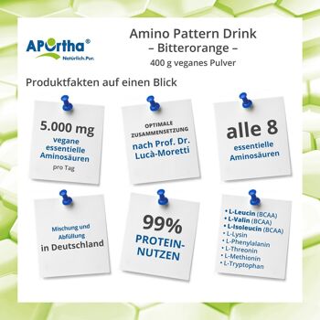 Amino Pattern Amino Acid Drink - Orange amère - 400 g de poudre végétalienne 2