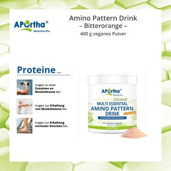 Amino Pattern Amino Acid Drink - Orange amère - 400 g de poudre végétalienne 4