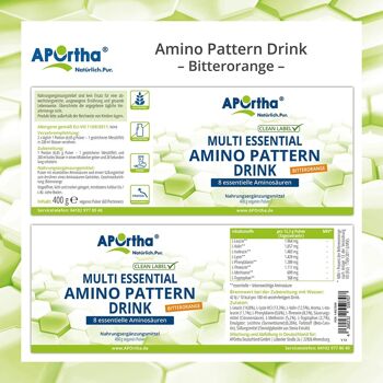 Amino Pattern Amino Acid Drink - Orange amère - 400 g de poudre végétalienne 5