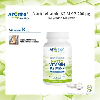 Natto Vitamine K2 MK-7 200 µg - 365 comprimés végétaliens - GRANDE BOÎTE 4