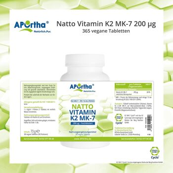 Natto Vitamine K2 MK-7 200 µg - 365 comprimés végétaliens - GRANDE BOÎTE 5