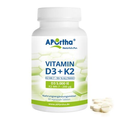 Vitamina D3 5000 UI + Natto Vitamina K2 MK-7 Cyclo® 200 µg - 365 comprimidos vegetarianos