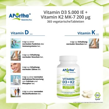 Vitamine D3 5 000 UI + Natto Vitamine K2 MK-7 Cyclo® 200 µg - 365 comprimés végétariens 4