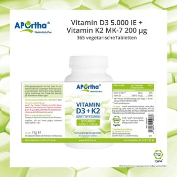 Vitamine D3 5 000 UI + Natto Vitamine K2 MK-7 Cyclo® 200 µg - 365 comprimés végétariens 5