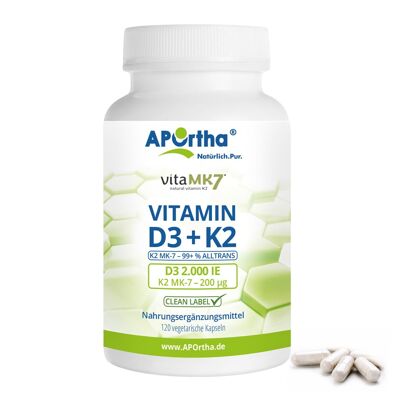 Vitamine D3 2 000 UI + Vitamine K2 vitaMK7® 200 µg - 120 gélules végétales