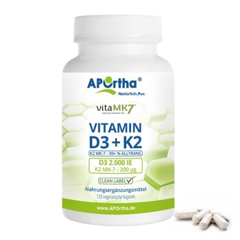 Vitamine D3 2 000 UI + Vitamine K2 vitaMK7® 200 µg - 120 gélules végétales 1