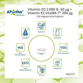 Vitamine D3 2 000 UI + Vitamine K2 vitaMK7® 200 µg - 120 gélules végétales 3