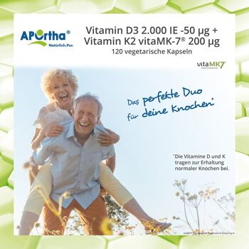 Vitamine D3 2 000 UI + Vitamine K2 vitaMK7® 200 µg - 120 gélules végétales 7