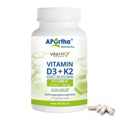 Vitamin D3 5,000 IU + Vitamin K2 vitaMK7® 200 µg - 120 vegetarian capsules