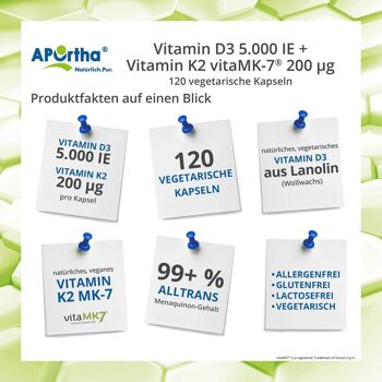 Vitamine D3 5 000 UI + Vitamine K2 vitaMK7® 200 µg - 120 gélules végétales 2