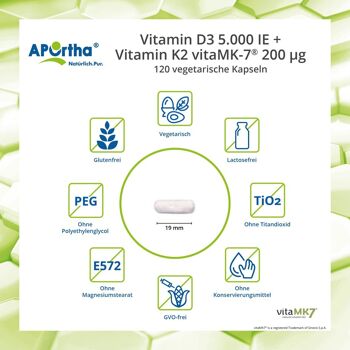 Vitamine D3 5 000 UI + Vitamine K2 vitaMK7® 200 µg - 120 gélules végétales 3