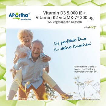 Vitamine D3 5 000 UI + Vitamine K2 vitaMK7® 200 µg - 120 gélules végétales 7