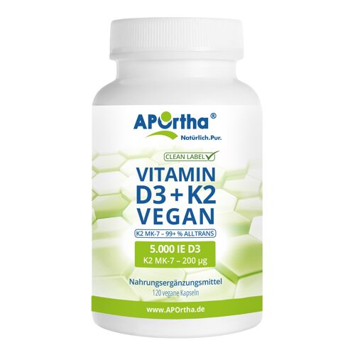 Veganes Vitamin D3 5.000 IE + Vitamin K2 MK-7 Cyclo® 200 µg - 120 Kapseln