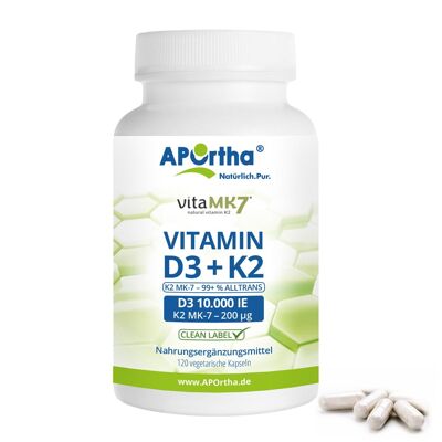 Vitamina D3 10.000 UI + Vitamina K2 vitaMK7® 200 µg - 120 cápsulas vegetales
