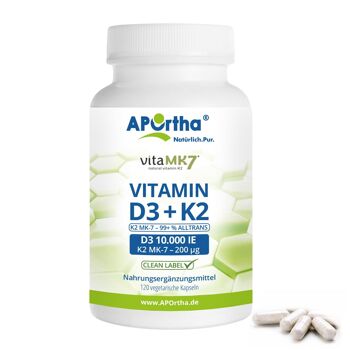 Vitamine D3 10 000 UI + Vitamine K2 vitaMK7® 200 µg - 120 gélules végétales 1