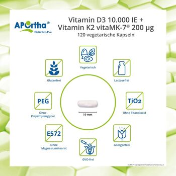 Vitamine D3 10 000 UI + Vitamine K2 vitaMK7® 200 µg - 120 gélules végétales 3