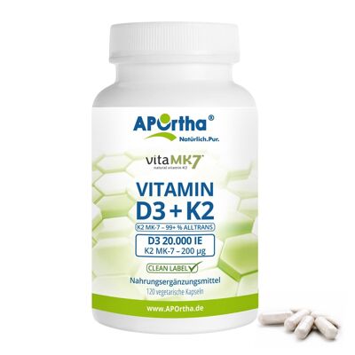 Vitamine D3 20 000 UI + Vitamine K2 vitaMK7® 200 µg - 120 gélules végétales