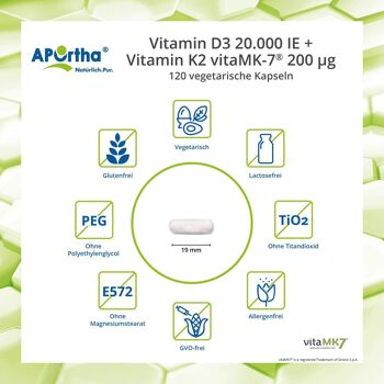 Vitamine D3 20 000 UI + Vitamine K2 vitaMK7® 200 µg - 120 gélules végétales 3