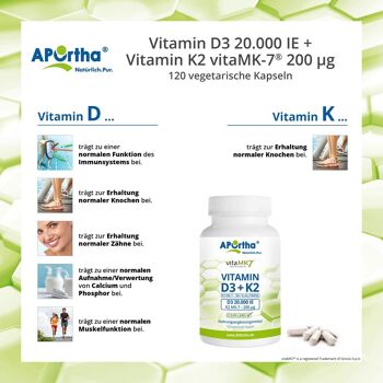 Vitamine D3 20 000 UI + Vitamine K2 vitaMK7® 200 µg - 120 gélules végétales 4