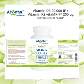 Vitamine D3 20 000 UI + Vitamine K2 vitaMK7® 200 µg - 120 gélules végétales 5