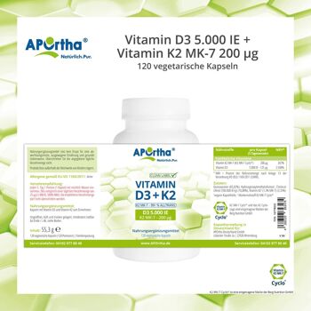 Vitamine D3 5 000 UI + Vitamine K2 MK-7 200 µg - 120 Capsules Végétariennes 5