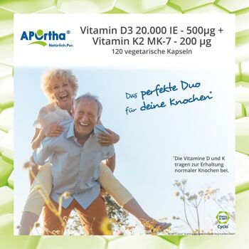 Vitamine D3 20 000 UI + Vitamine K2 MK-7 200 µg - 120 Capsules Végétariennes 7