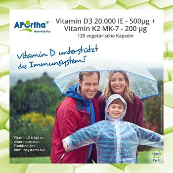Vitamine D3 20 000 UI + Vitamine K2 MK-7 200 µg - 120 Capsules Végétariennes 8