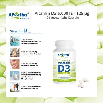 Vitamine D3 5 000 UI - 120 Capsules Végétariennes 4