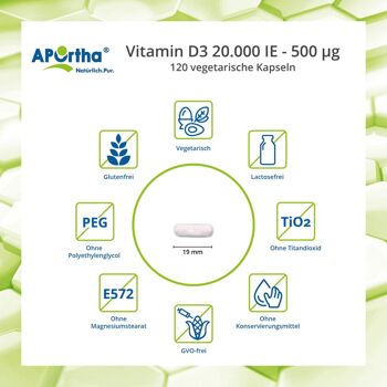Vitamine D3 Dépôt 20 000 UI - 500 µg - 120 gélules végétales 3