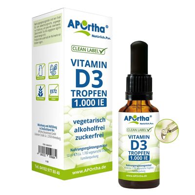 Vitamin D3 1,000 IU per drop - approx. 1,700 vegetarian drops - 50 ml