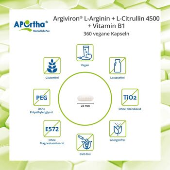 Argiviron® L-arginine + L-citrulline 4500 + vitamine B1 - 360 gélules végétaliennes 3