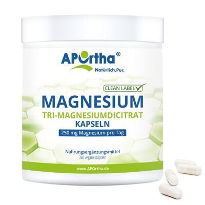 Magnesium-Citrat - Tri-Magnesiumdicitrat - 360 vegane Kapseln