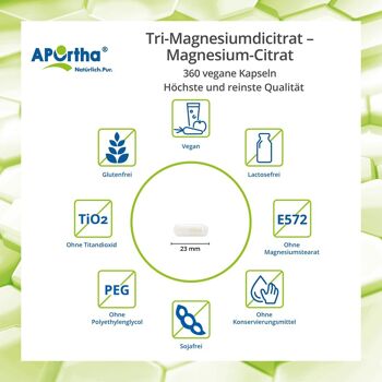Citrate de magnésium - Dicitrate de tri-magnésium - 360 capsules végétaliennes 3