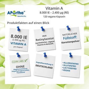 Vitamine A 8 000 UI (2 400 µg) - 120 Capsules Végétaliennes 2