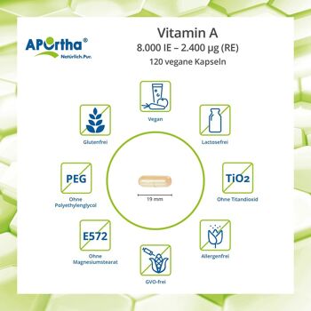 Vitamine A 8 000 UI (2 400 µg) - 120 Capsules Végétaliennes 3