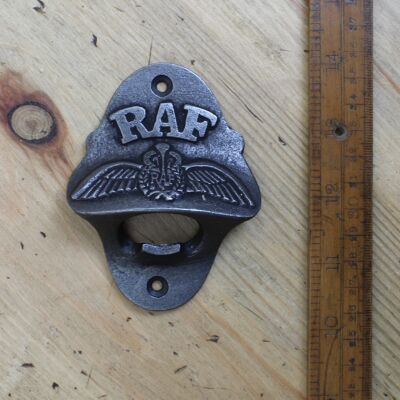 Bottle Opener Wall Mounted RAF emblem Cast Antique Iron