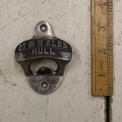 Bottle Opener Wall Mounted M & R Ales Hull Cast Antique Iron