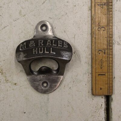 Bottle Opener Wall Mounted M & R Ales Hull Cast Antique Iron