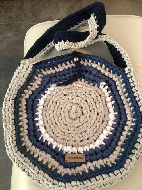 Maxi Bolso Crochet Trapillo Azules