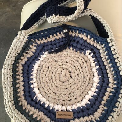 Maxi Bolso Crochet Trapillo Azules