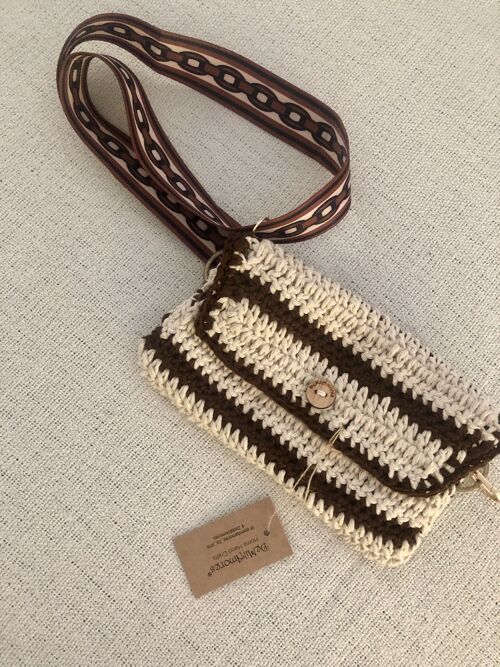 Riñonera Crochet Marron/Beige.