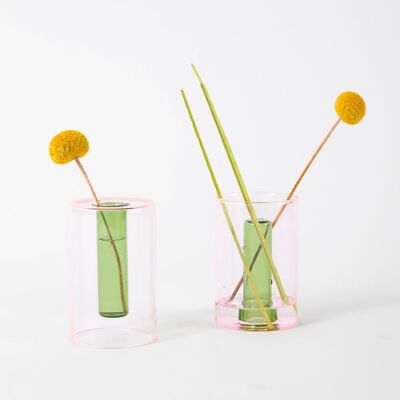 Small Reversible Vase - Pink and green