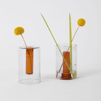 Petit Vase Réversible - Gris et Orange