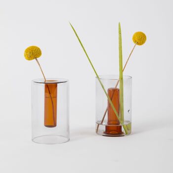 Petit Vase Réversible - Gris et Orange 1