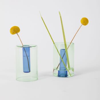 Petit Vase Réversible - Vert et Bleu 1