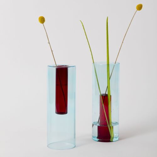 Reversible Glass Vase - Blue and Red