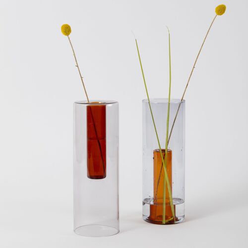 Reversible Glass Vase - Grey and Orange