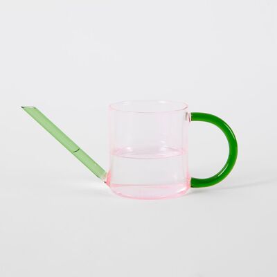 Glass Watering Can - Pink and Green